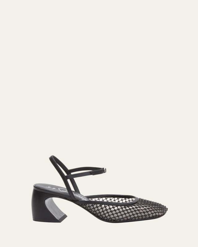 ID Studded Mesh Mary Jane Pumps
